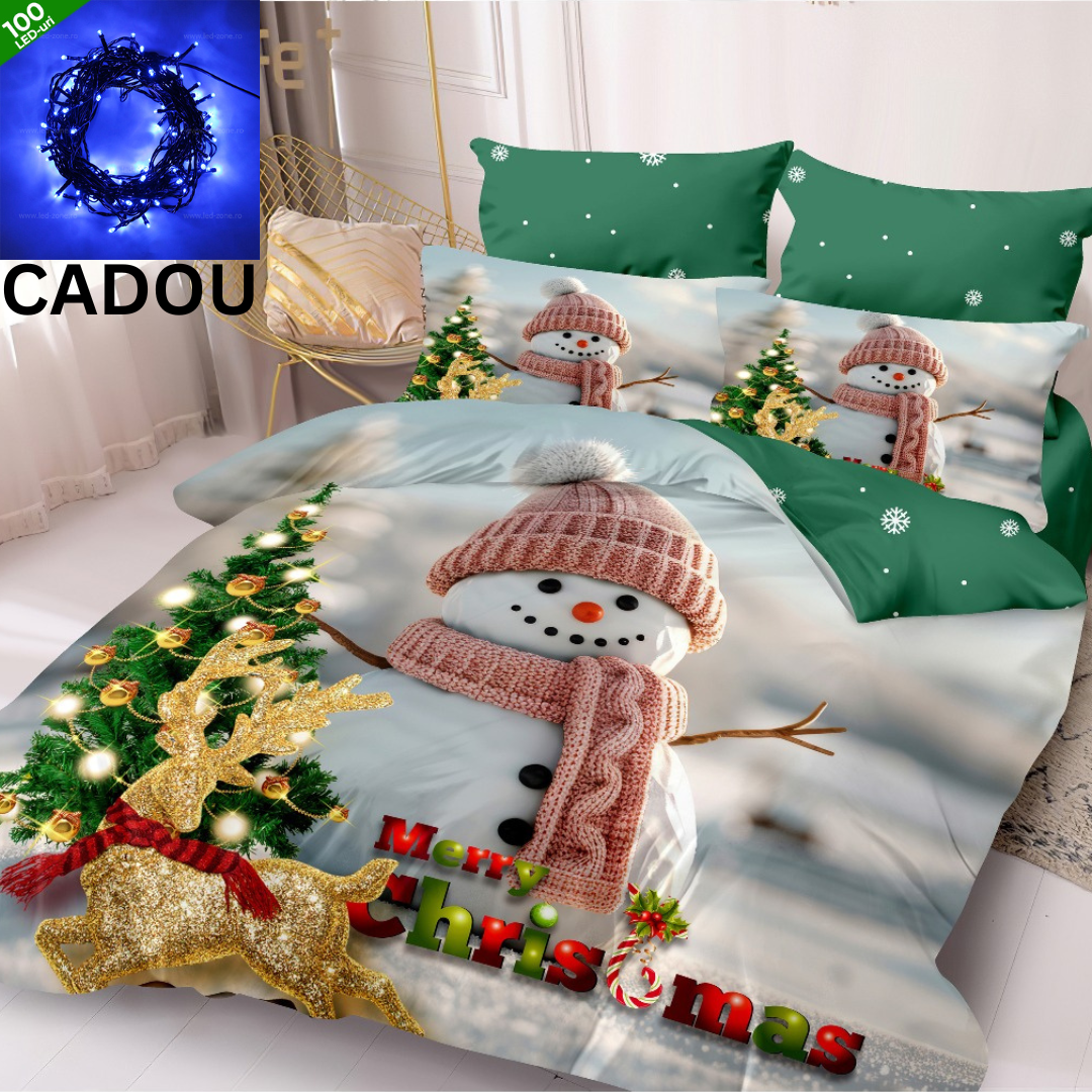 Lenjerie de pat din finet premium ELEGANT PUCIOASA – Crăciun Fericit cu Moșul - LNJ14