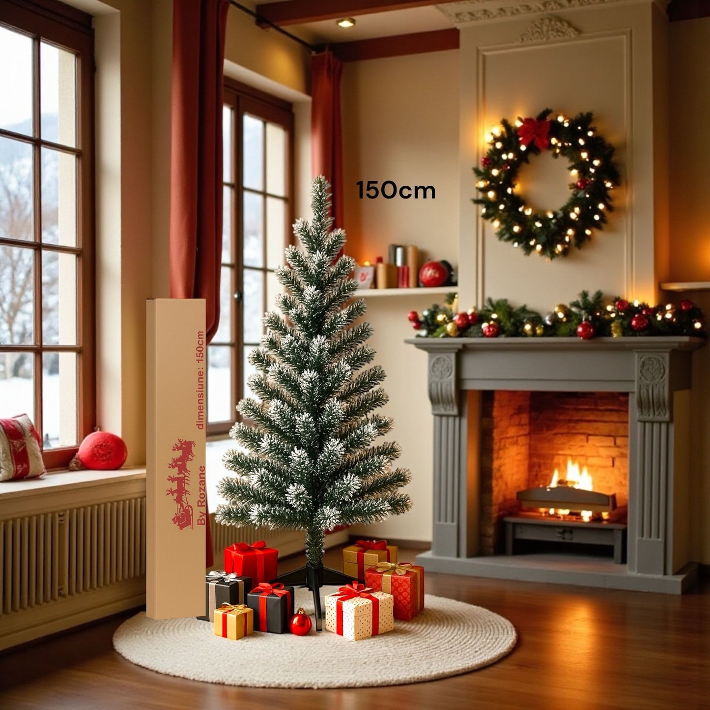 ✨ Brad Artificial 150 cm cu Efect de Zăpadă – Perfect pentru Sărbători Magice