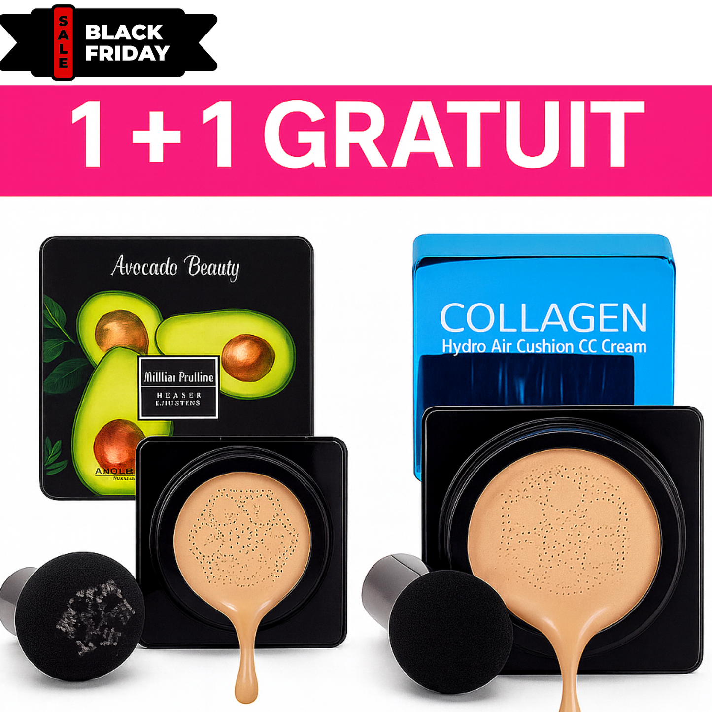 1 + 1 Fond de ten CC cu colagen efect matifiant + Fond de ten CC cu extract de avocado