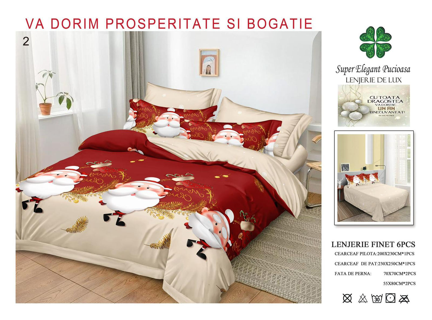 Lenjerie de pat din finet premium ELEGANT PUCIOASA – Crăciun Fericit cu Moșul - LNJ1