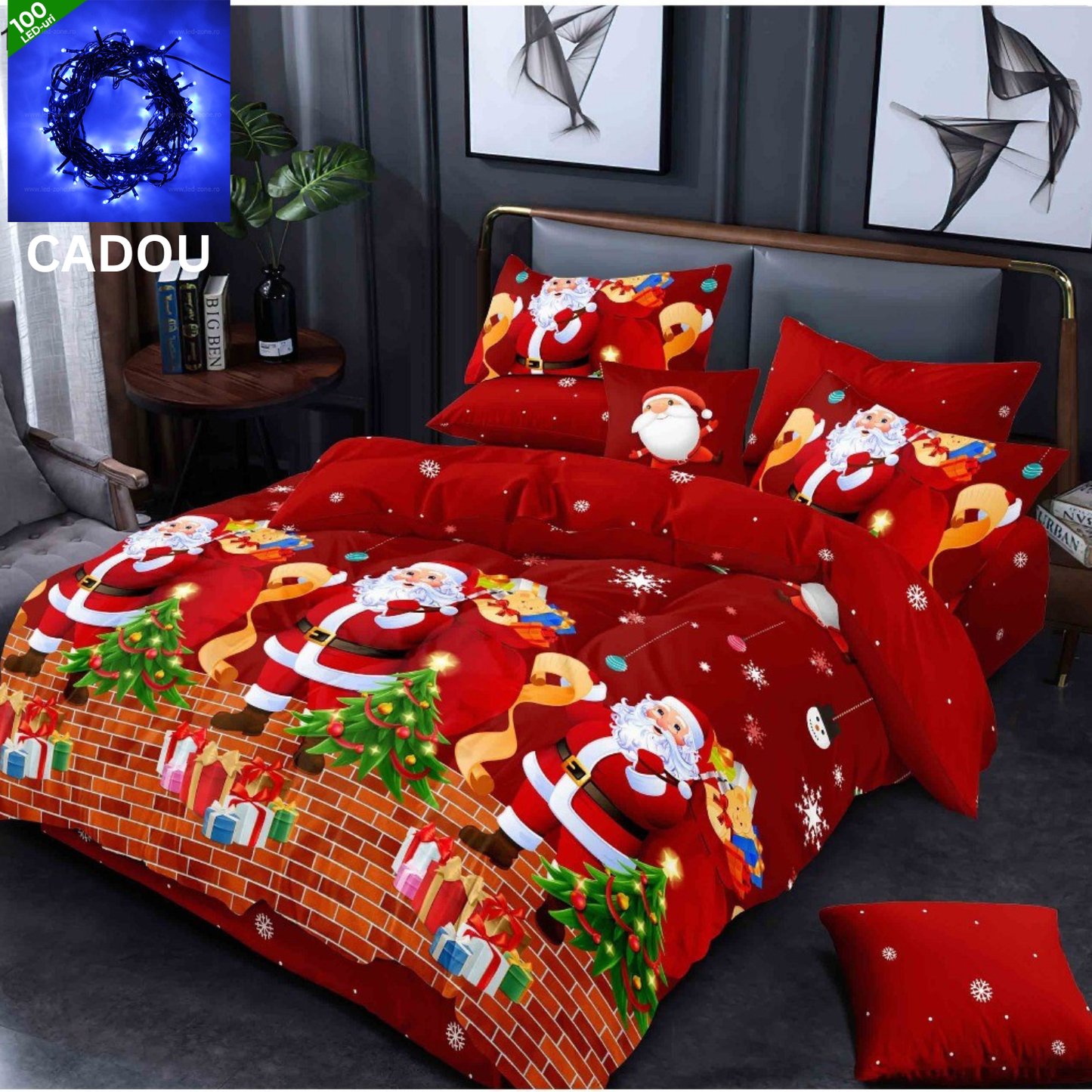 Lenjerie de pat din finet premium ELEGANT PUCIOASA – Crăciun Fericit cu Moșul - LNJ6