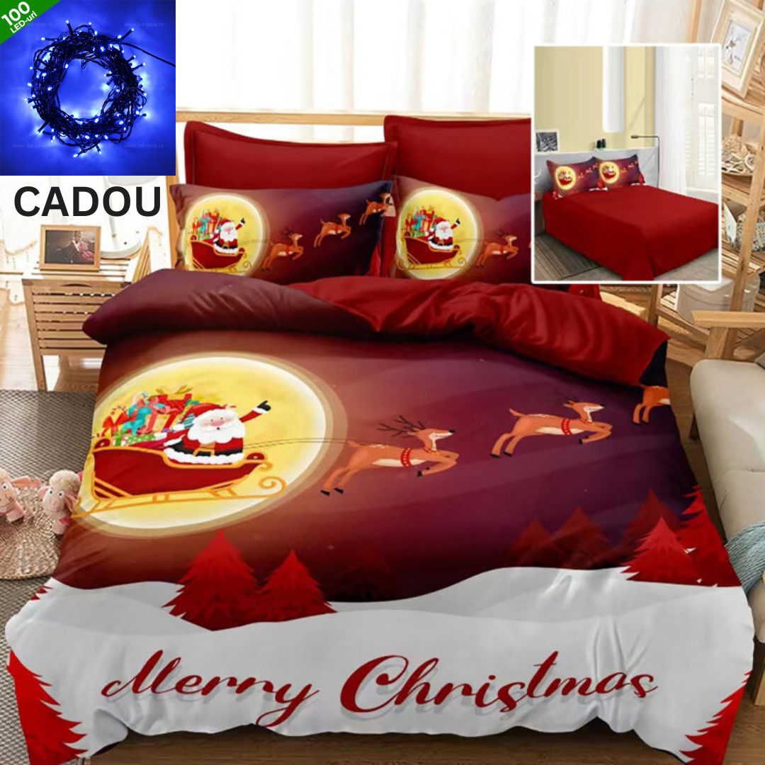 Lenjerie pat finet 3D 6 piese Craciun F-XMAS2