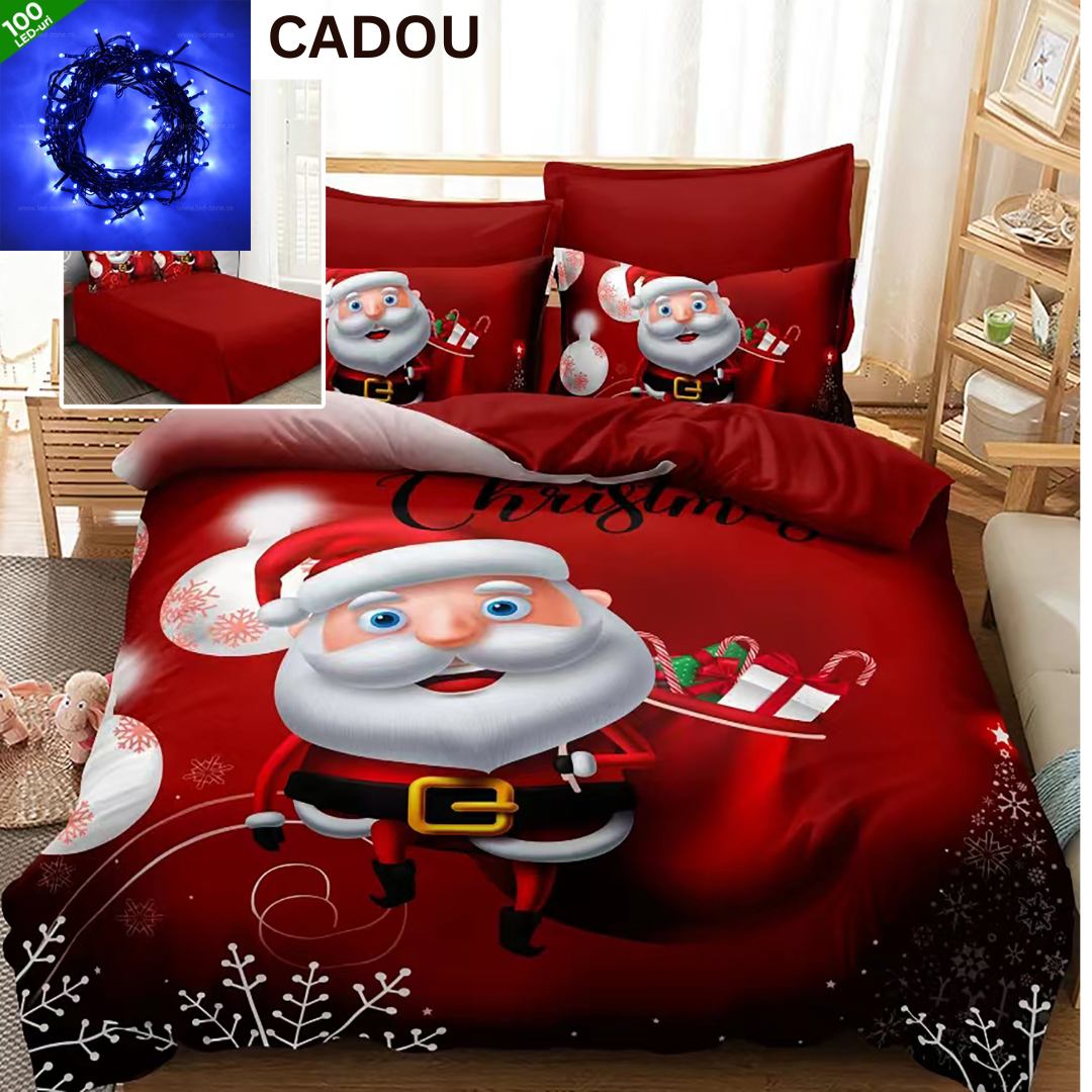 Lenjerie pat finet 3D 6 piese Craciun F-XMAS5