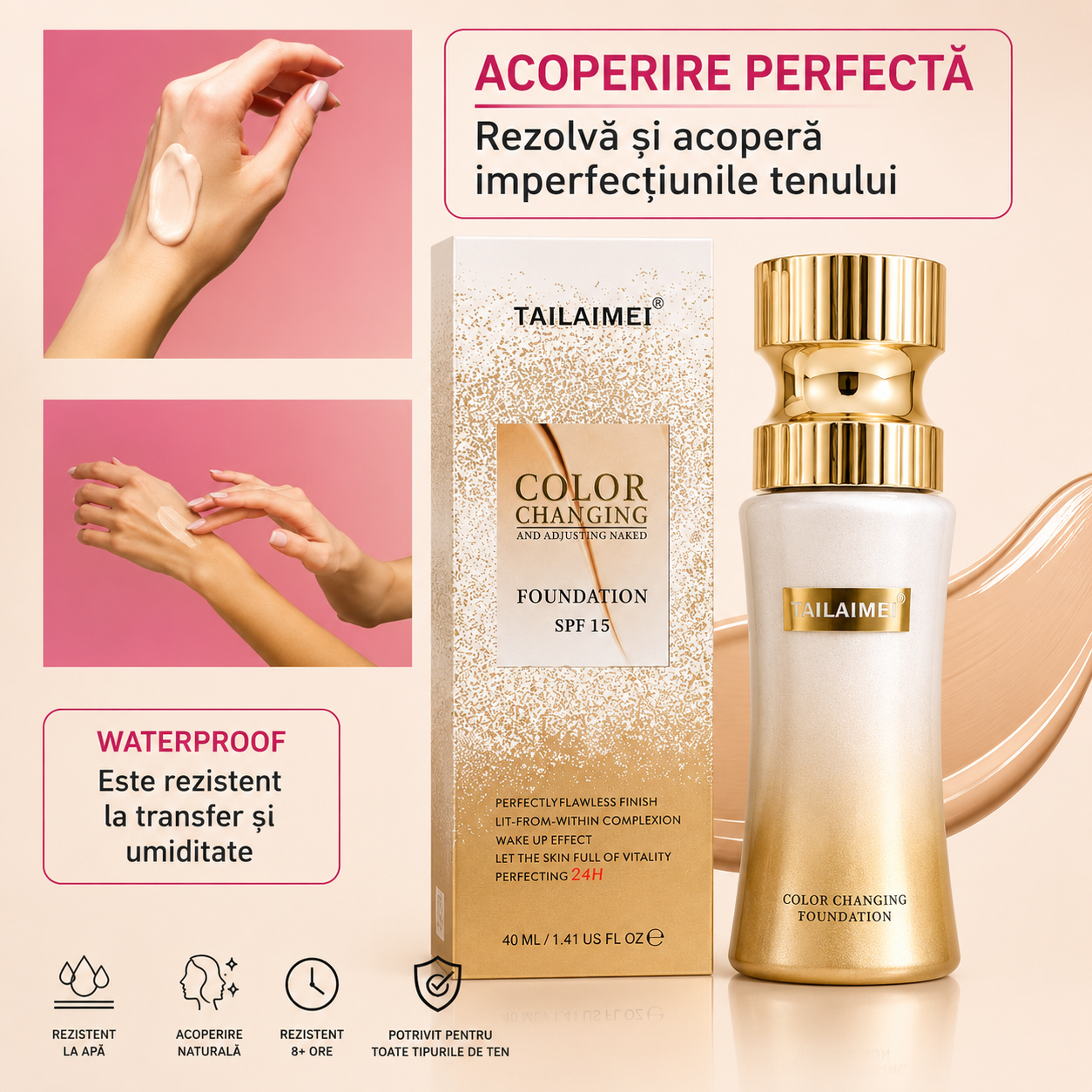 1 + 1 Fond de ten changing color TLM 40 ML SPF15