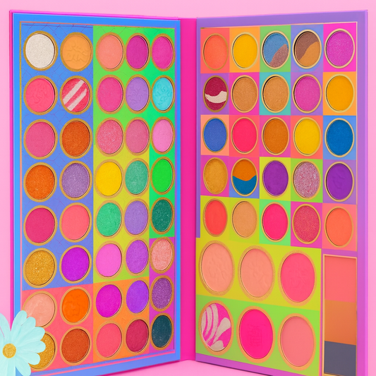 Paletă farduri completă – farduri ochi, glitter, blush, iluminator și contur