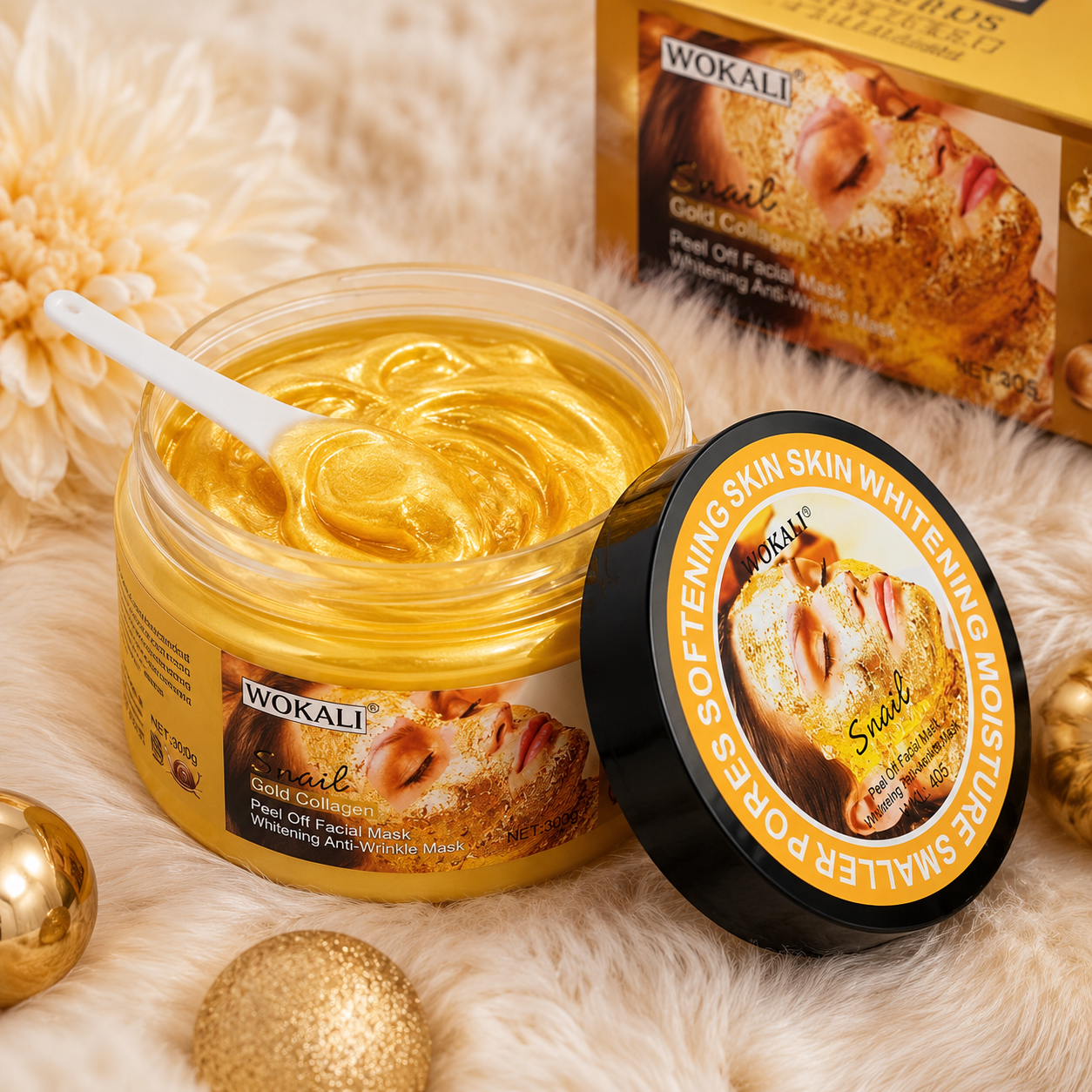 Mască de Față Peel-Off Antirid Iluminatoare si pentru Curățarea Tenului - Extract Melc si Aur 24K - 300g