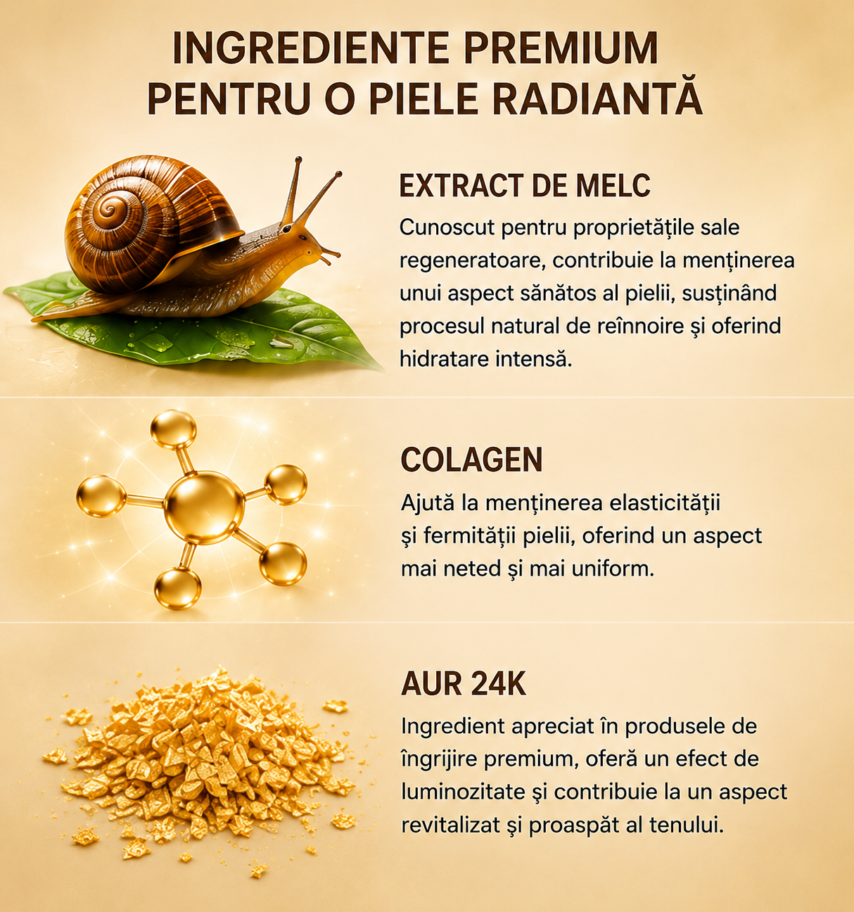 Mască de Față Peel-Off Antirid Iluminatoare si pentru Curățarea Tenului - Extract Melc si Aur 24K - 300g
