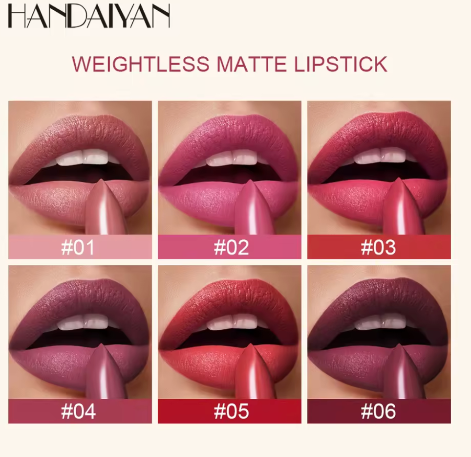 Set 6 Rujuri Mate Tip Bullet, Culori Roșu și Nude