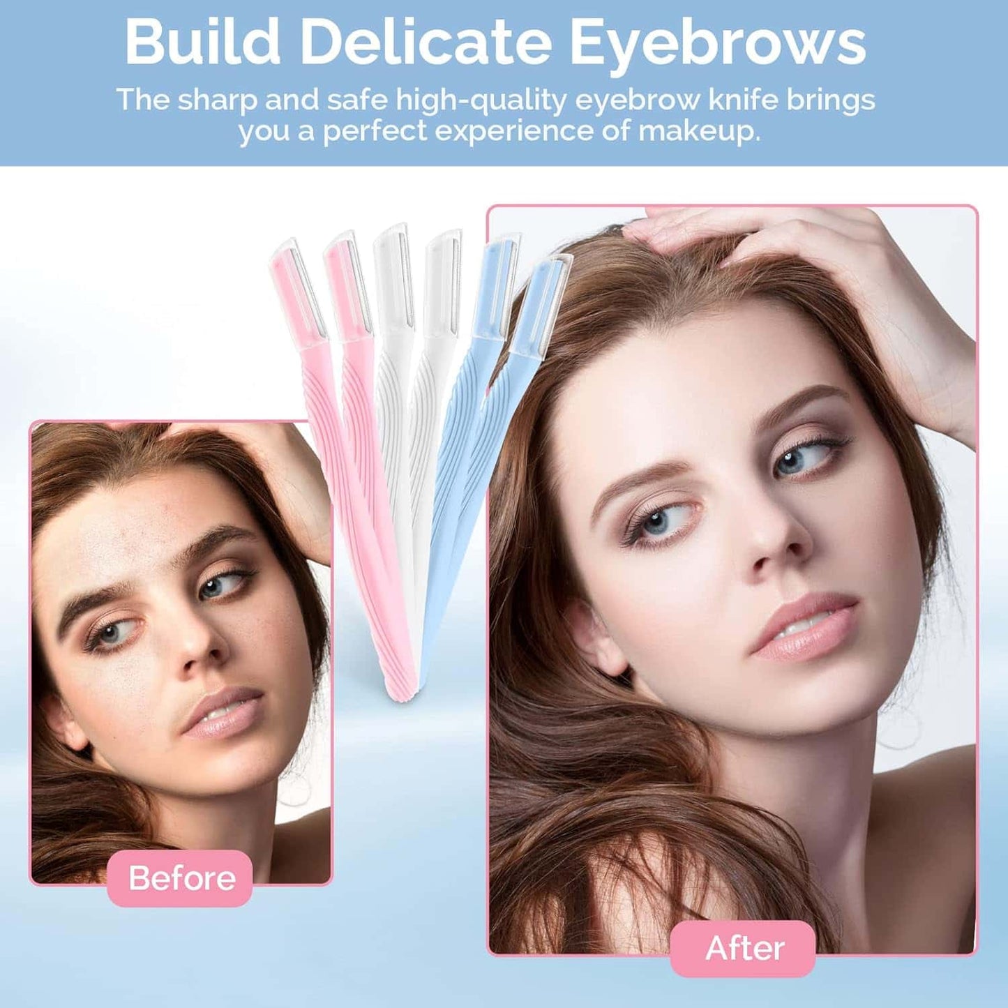 Set 3 lame faciale Ushas pentru față, sprâncene, mustață