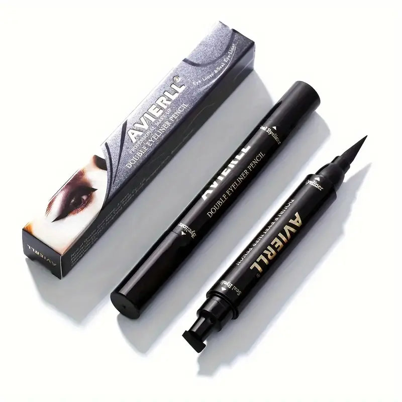 1+ 1 Tus cu stampila si eyeliner pentru ochi 2 Way Quick, rezistent la apa, negru