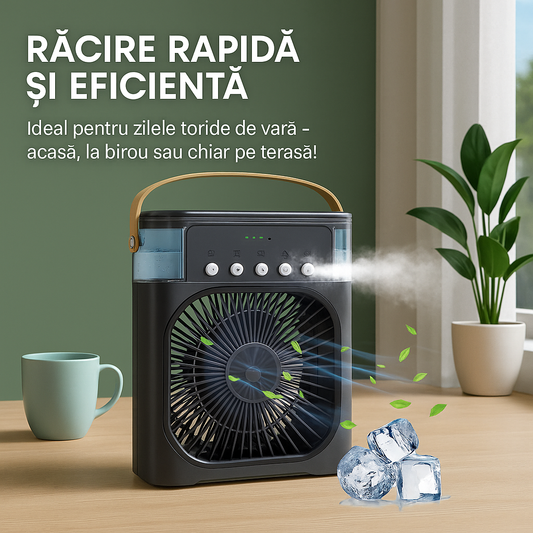 🔥1 + 1  VENTILATOR DE AER PORTABIL 4-ÎN-1 – VENTILATOR, UMIDIFICATOR ȘI RĂCIRE INSTANTANEE